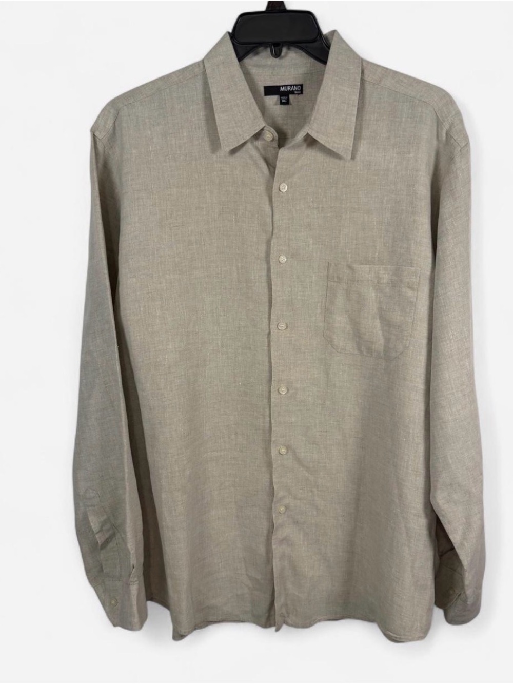Murano Men's Long-Sleeve Button-Up Shirt in Beige XL